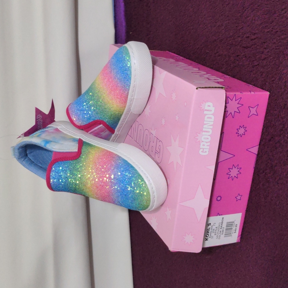 Ground Up Tie-Dye Rainbow Glitter Slip-On Sneakers Size 2